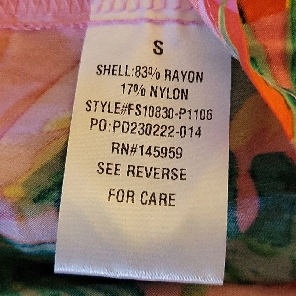 Dress Forum palm leaves floral tiered midi skirt shades of pink green Small NEW…